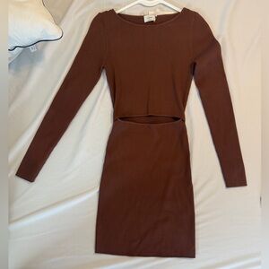 Elegant Brown Long Sleeve Dress
